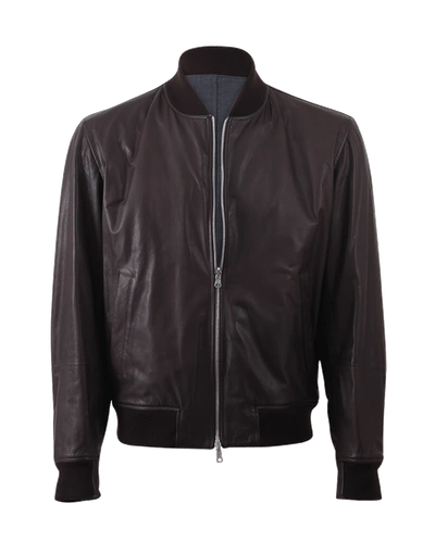 Shop Brunello Cucinelli Reversible Leather Wool Bomber