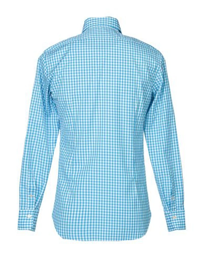 Shop Alessandro Gherardi Man Shirt Turquoise Size 16 ½ Cotton In Blue