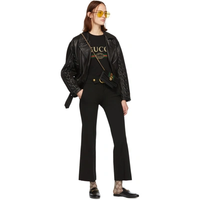 Shop Gucci Black Gg Marmont Belt Trousers In 1000 Black