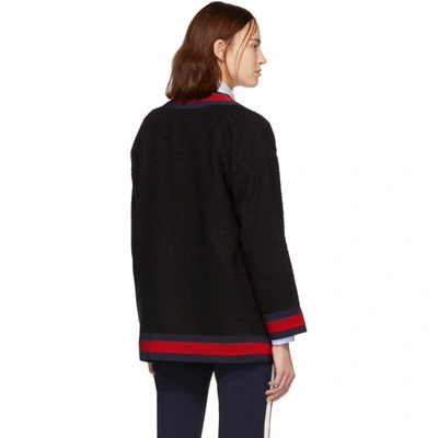 Shop Gucci Black Tweed Web Cardigan In 1301 Black