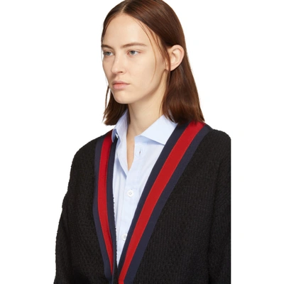 Shop Gucci Black Tweed Web Cardigan In 1301 Black