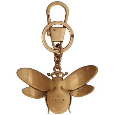 Shop Gucci Gold Bee Keychain In 8813 Multi