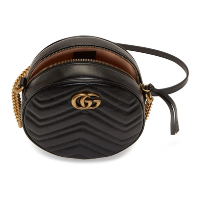 Shop Gucci Black Mini Gg Marmont 2.0 Round Bag In 1000 Black