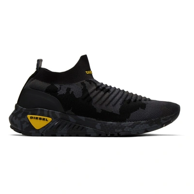 Shop Diesel Black Camo S-kb Sock Sneakers In H5477 Black