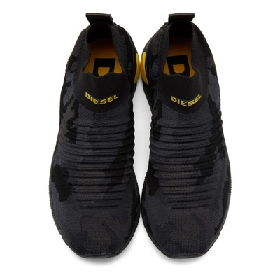 Shop Diesel Black Camo S-kb Sock Sneakers In H5477 Black