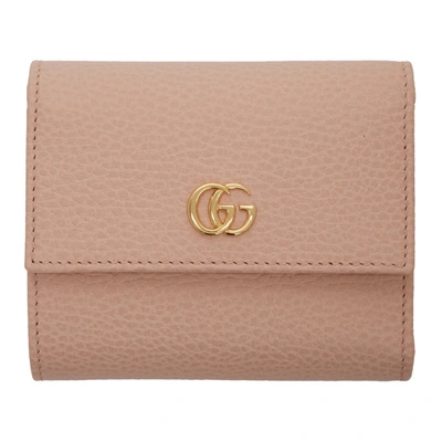 Shop Gucci Pink Small Gg Marmont Trifold Wallet In 5909 Pink