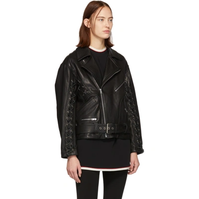 Shop Gucci Black Leather Mushroom Jacket In 1082 Black