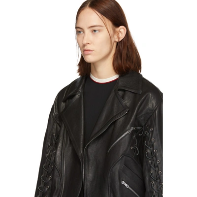 Shop Gucci Black Leather Mushroom Jacket In 1082 Black