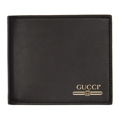 Shop Gucci Black Logo Bifold Wallet In 1000 Black