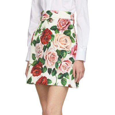 Shop Dolce & Gabbana Dolce And Gabbana Multicolor Brocade Peony Miniskirt In Hax46 White