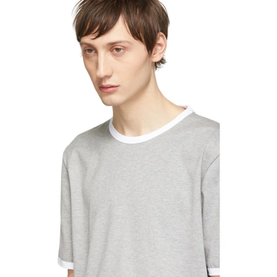 Shop Thom Browne Grey Ringer T-shirt In 055 Ltgry