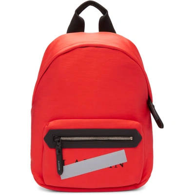 Shop Lanvin Red Zippered Logo Backpack In 36 Coral