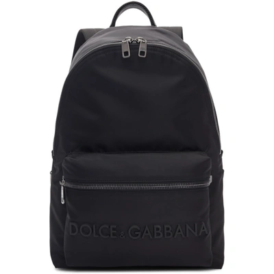 Shop Dolce & Gabbana Dolce And Gabbana Black Logo Backpack In 8b956 Black