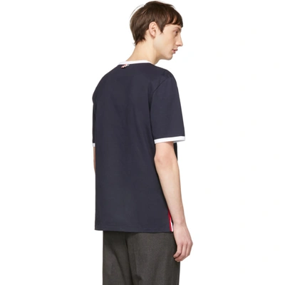 Shop Thom Browne Navy Ringer T-shirt In 415 Navy