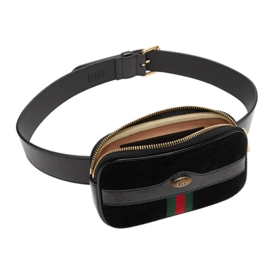 Shop Gucci Black Suede Ophidia Belt Bag In 1060 Black