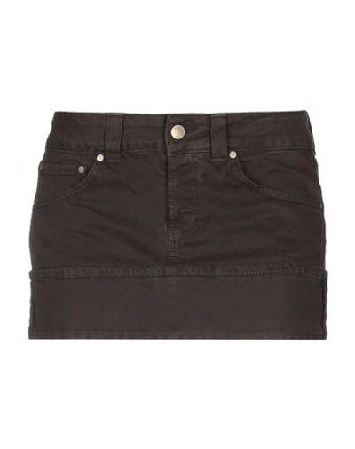 Shop Dondup Denim Skirts In Dark Brown