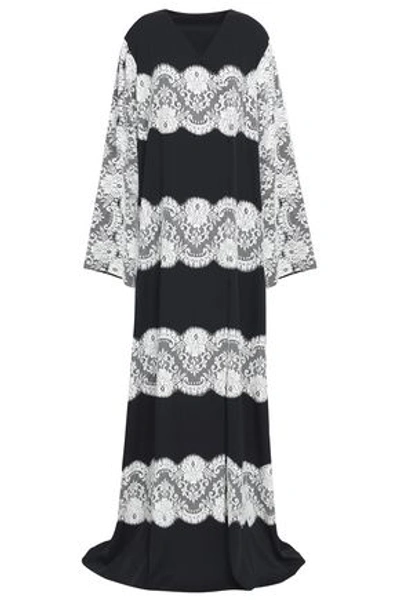 Shop Dolce & Gabbana Woman Lace-paneled Silk-blend Gown Black