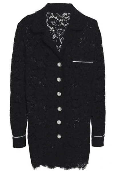 Shop Dolce & Gabbana Satin-trimmed Corded Lace Blazer In Black