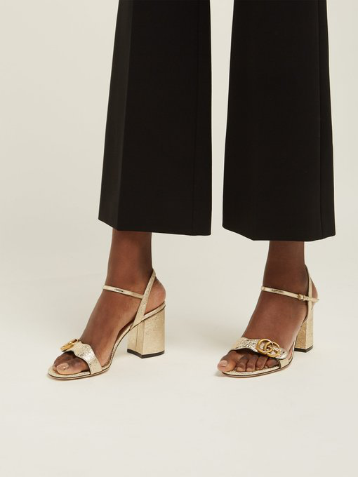 gucci metallic laminate leather sandal