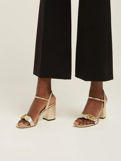 GG  marmont logo - embellished mattelasse leather sandal in black