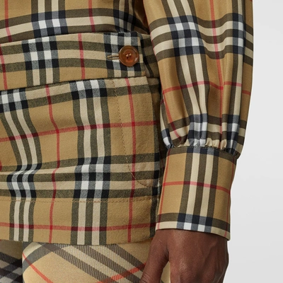 Shop Burberry Vintage Check Wool Twill Mini Skirt In Antique Yellow