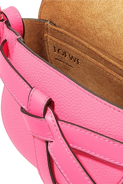 Shop Loewe Gate Mini Textured-leather Shoulder Bag In Bright Pink