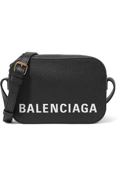 Shop Balenciaga Ville Xs Aj Printed Textured-leather Shoulder Bag In Black