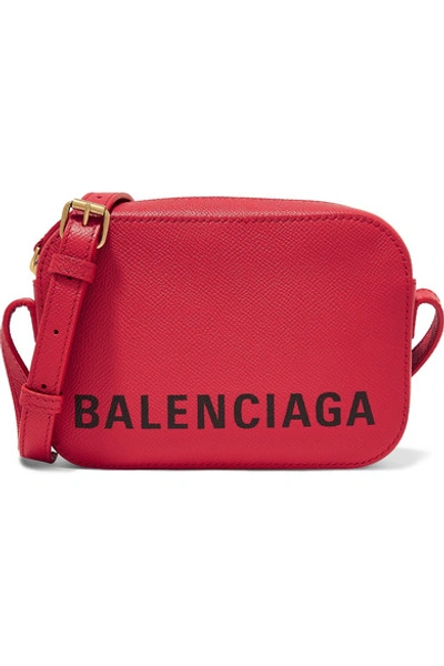 Shop Balenciaga Ville Xs Aj Printed Textured-leather Shoulder Bag In Red