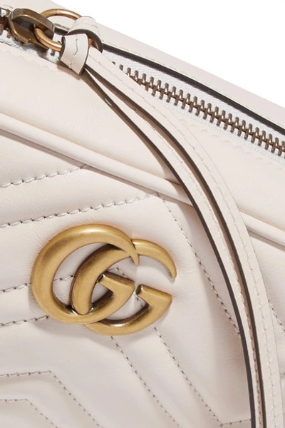 Shop Gucci Gg Marmont Camera Small Quilted Leather Shoulder Bag In White