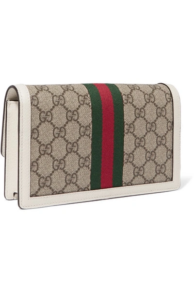 Shop Gucci Queen Margaret Embellished Leather-trimmed Printed Coated-canvas Shoulder Bag In White