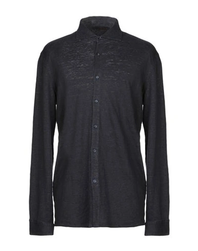 Shop Jeordie's Man Shirt Midnight Blue Size Xl Linen, Elastane In Dark Blue