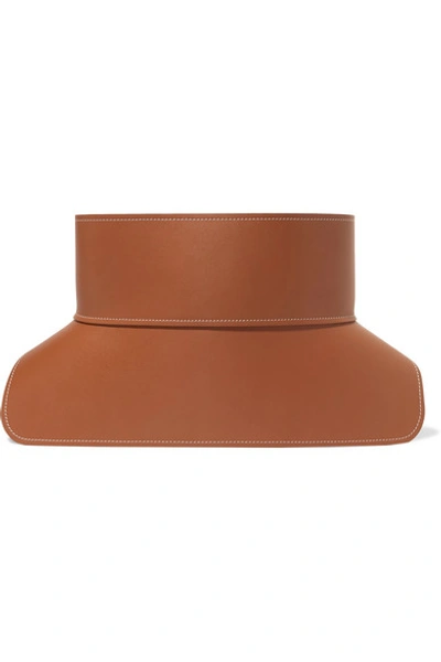Shop Loewe Obi Leather Waist Belt In Tan