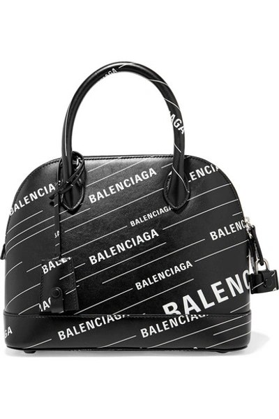 Shop Balenciaga Ville Printed Leather Tote In Black