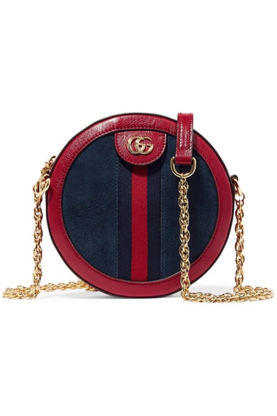 Shop Gucci Ophidia Mini Leather-trimmed Suede Shoulder Bag