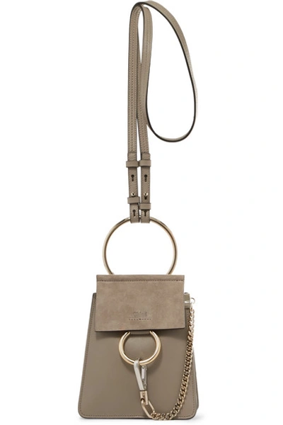Shop Chloé Faye Bracelet Leather And Suede Shoulder Bag In Gray