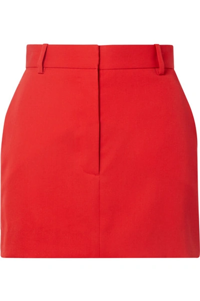 Shop Calvin Klein 205w39nyc Striped Wool-twill Mini Skirt In Red