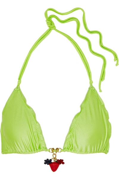 Shop Agent Provocateur Berry Embellished Bikini Top In Lime Green