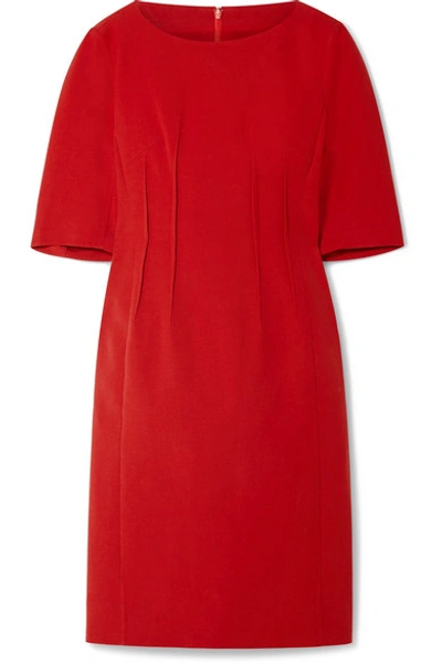 Shop Akris Pintucked Stretch Cotton-blend Dress In Red