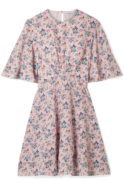 Shop Les Rêveries Floral-print Silk Crepe De Chine Mini Dress In Pastel Pink