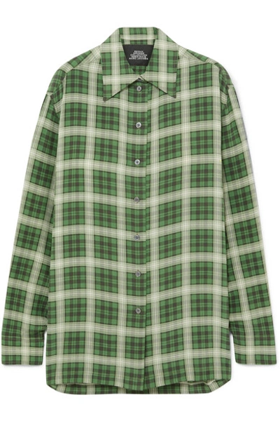 Shop Marc Jacobs Oversized Checked Silk-chiffon Shirt In Green
