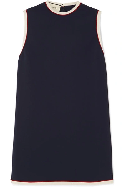 Shop Gucci Grosgrain-trimmed Cady Tunic In Navy