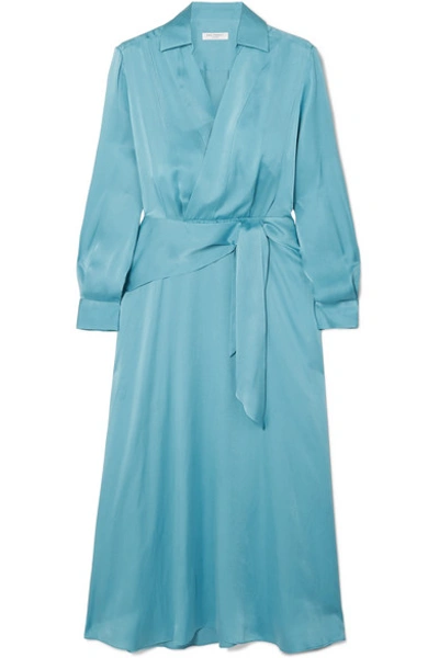 Shop Equipment Vivienne Silk-blend Wrap Dress In Blue