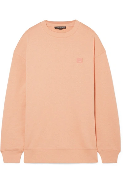 Shop Acne Studios Forba Face Appliquéd Cotton-jersey Sweatshirt In Blush