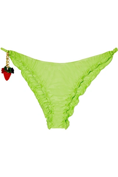 Shop Agent Provocateur Berry Ruched Bikini Briefs In Lime Green