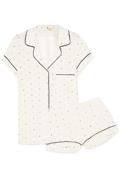 Shop Eberjey Printed Stretch-jersey Pajama Set In White