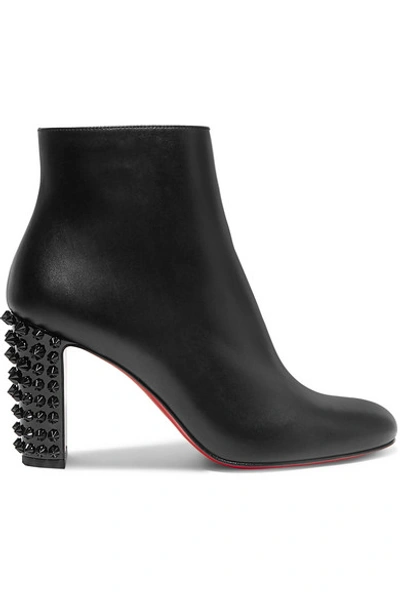 Shop Christian Louboutin Suzi Folk 85 Spiked Leather Ankle Boots In Black