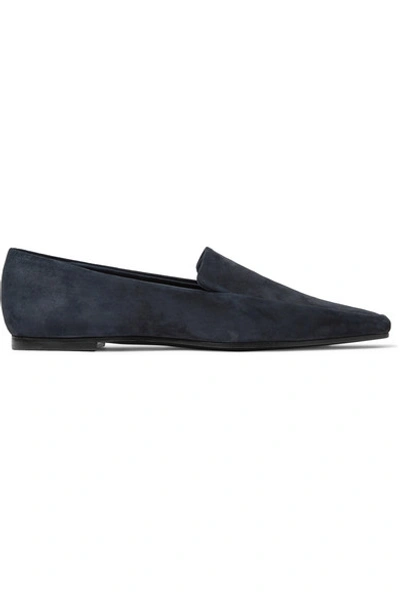 Shop The Row Minimal Suede Loafers In Navy