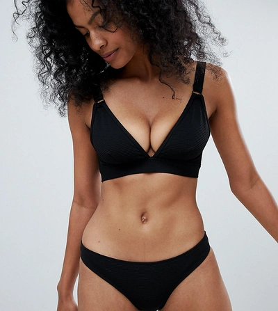 Shop Wolf & Whistle Exclusive Textured Rib Bikini Bottom-black