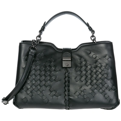 Shop Bottega Veneta Women's Leather Shoulder Bag Napoli In Black