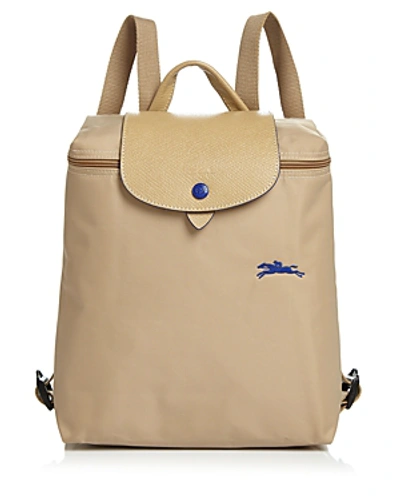 Shop Longchamp Le Pliage Club Nylon Backpack In Beige/silver